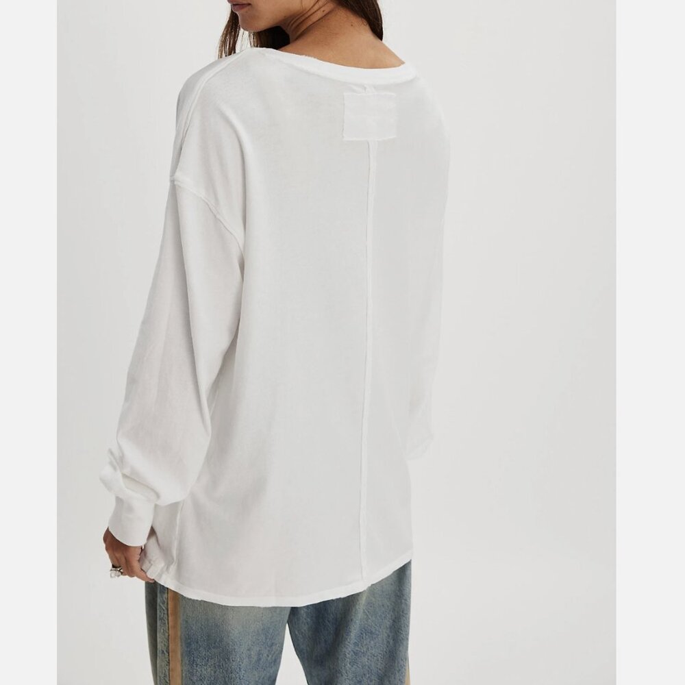 Free People We The Free Ivory Long Sleeve Fade Into You Relaxed Tee - Picture 2 of 5